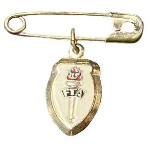 VINTAGE Silver Tone FTA Fire Torch Pendant‎ Charm Safety Pin Brooch Badge